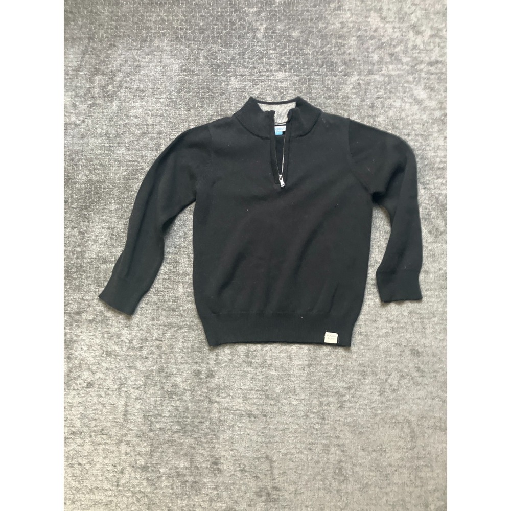 RuggedButts Quarter Zip Sweater Toddler Boys 4T Black Cotton Knitted Pullover - Picture 2 of 11